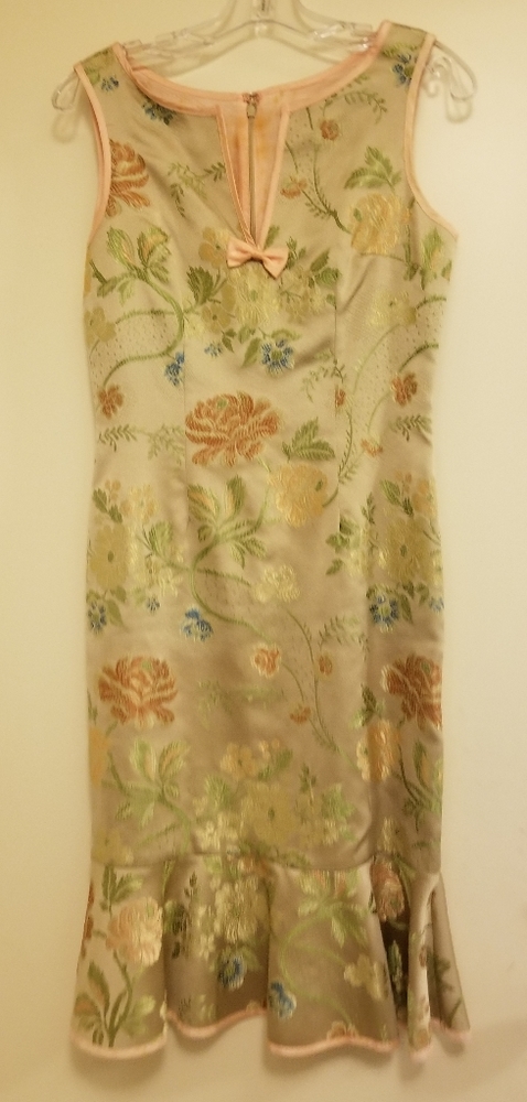Gold pink shimmer floral dress